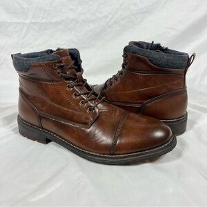 Brown Leather Lace-Up Boots